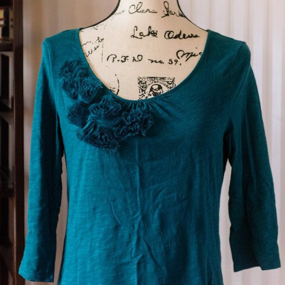 LOFT Green Embellished Shirt - Picture 2 of 3